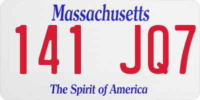 MA license plate 141JQ7