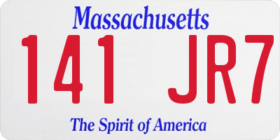 MA license plate 141JR7