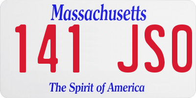 MA license plate 141JS0