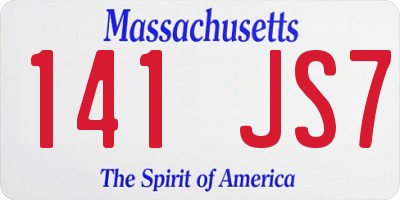 MA license plate 141JS7
