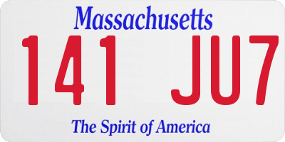 MA license plate 141JU7