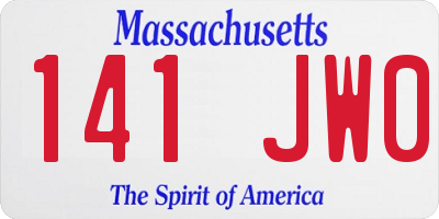 MA license plate 141JW0