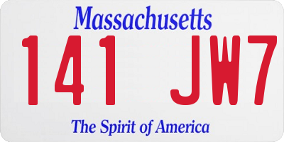 MA license plate 141JW7