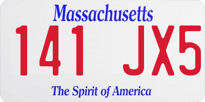 MA license plate 141JX5