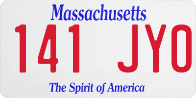 MA license plate 141JY0