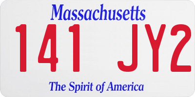 MA license plate 141JY2