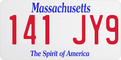 MA license plate 141JY9