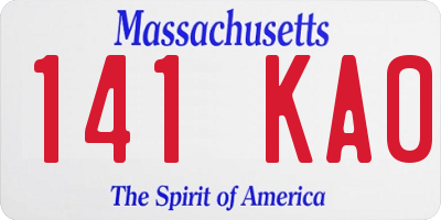 MA license plate 141KA0