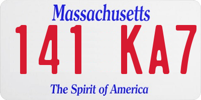 MA license plate 141KA7