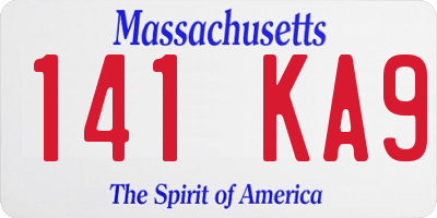 MA license plate 141KA9
