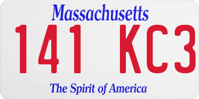 MA license plate 141KC3