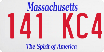 MA license plate 141KC4