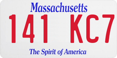 MA license plate 141KC7