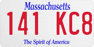 MA license plate 141KC8