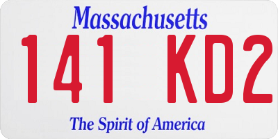 MA license plate 141KD2
