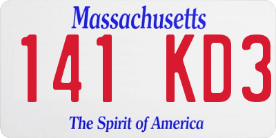 MA license plate 141KD3