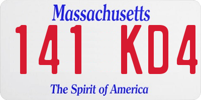 MA license plate 141KD4