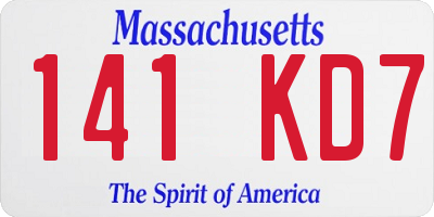 MA license plate 141KD7