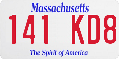 MA license plate 141KD8