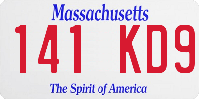 MA license plate 141KD9