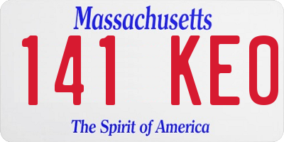 MA license plate 141KE0