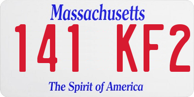 MA license plate 141KF2