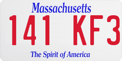 MA license plate 141KF3