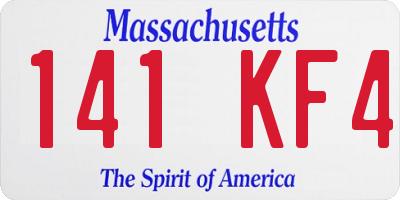 MA license plate 141KF4