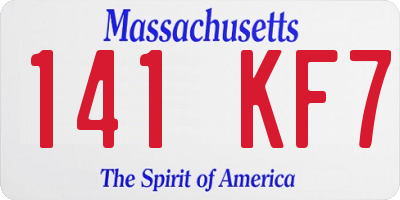 MA license plate 141KF7