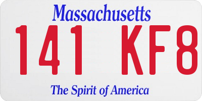 MA license plate 141KF8