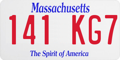 MA license plate 141KG7
