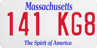 MA license plate 141KG8
