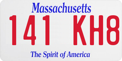 MA license plate 141KH8