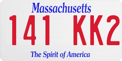 MA license plate 141KK2