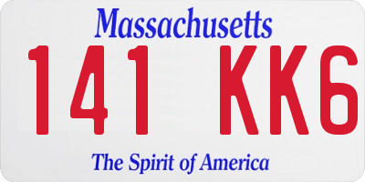 MA license plate 141KK6