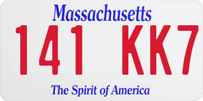 MA license plate 141KK7