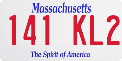 MA license plate 141KL2