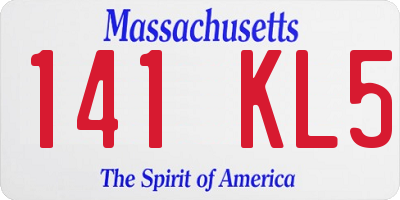 MA license plate 141KL5