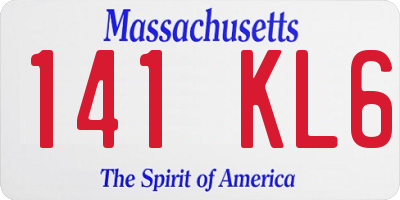 MA license plate 141KL6