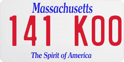 MA license plate 141KO0