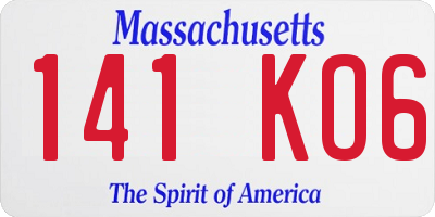 MA license plate 141KO6