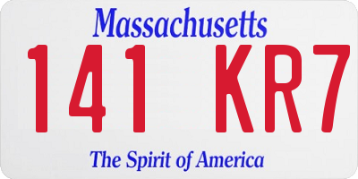 MA license plate 141KR7