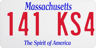MA license plate 141KS4