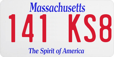 MA license plate 141KS8