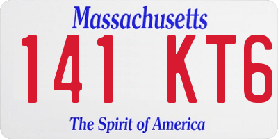 MA license plate 141KT6
