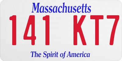 MA license plate 141KT7