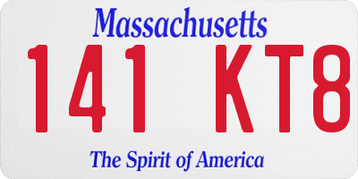 MA license plate 141KT8