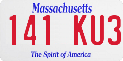 MA license plate 141KU3