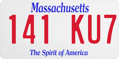 MA license plate 141KU7