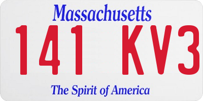 MA license plate 141KV3